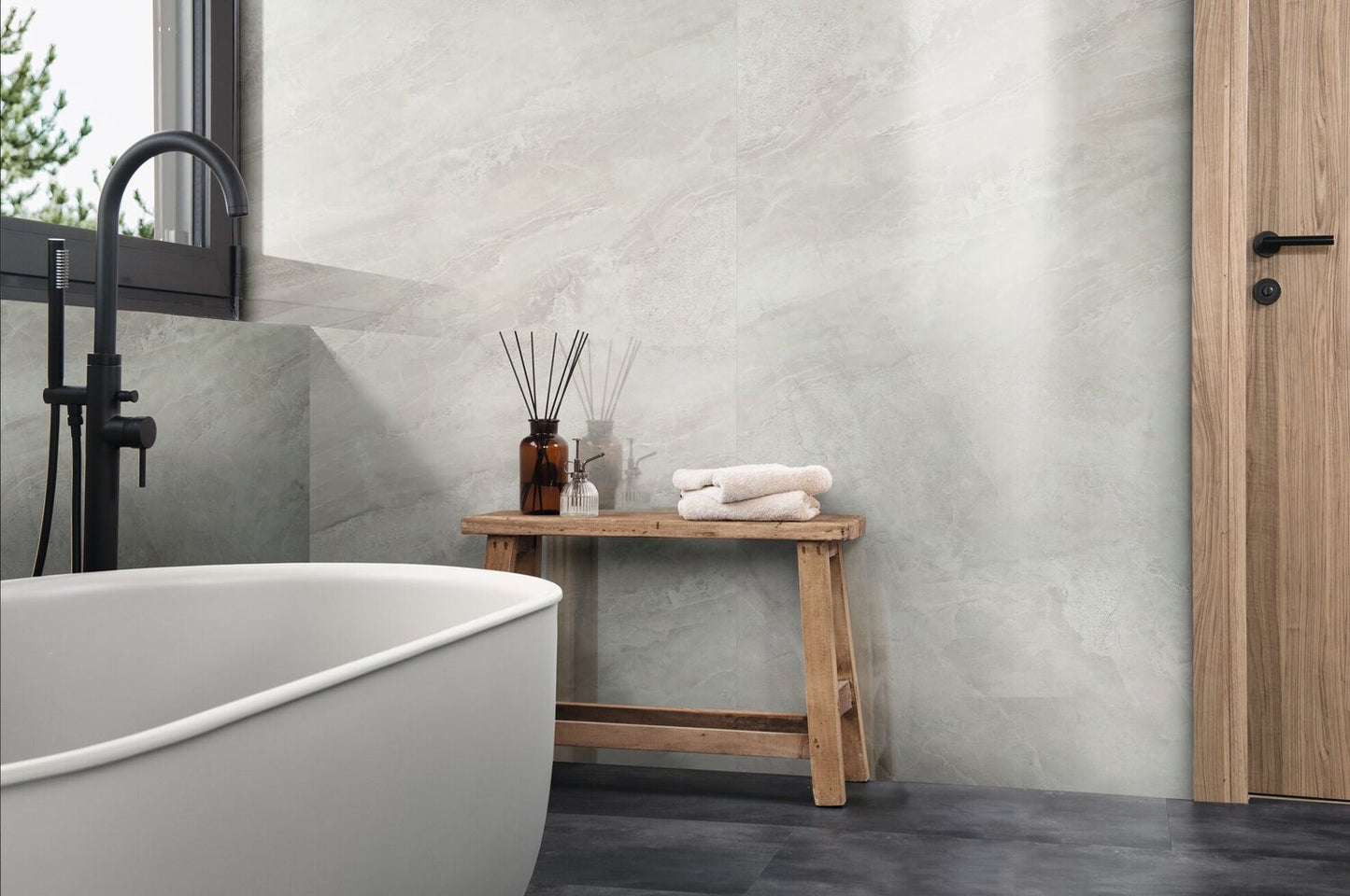 XL Wandpaneel (90 cm x 260 cm), Derbi Gloss natural stone