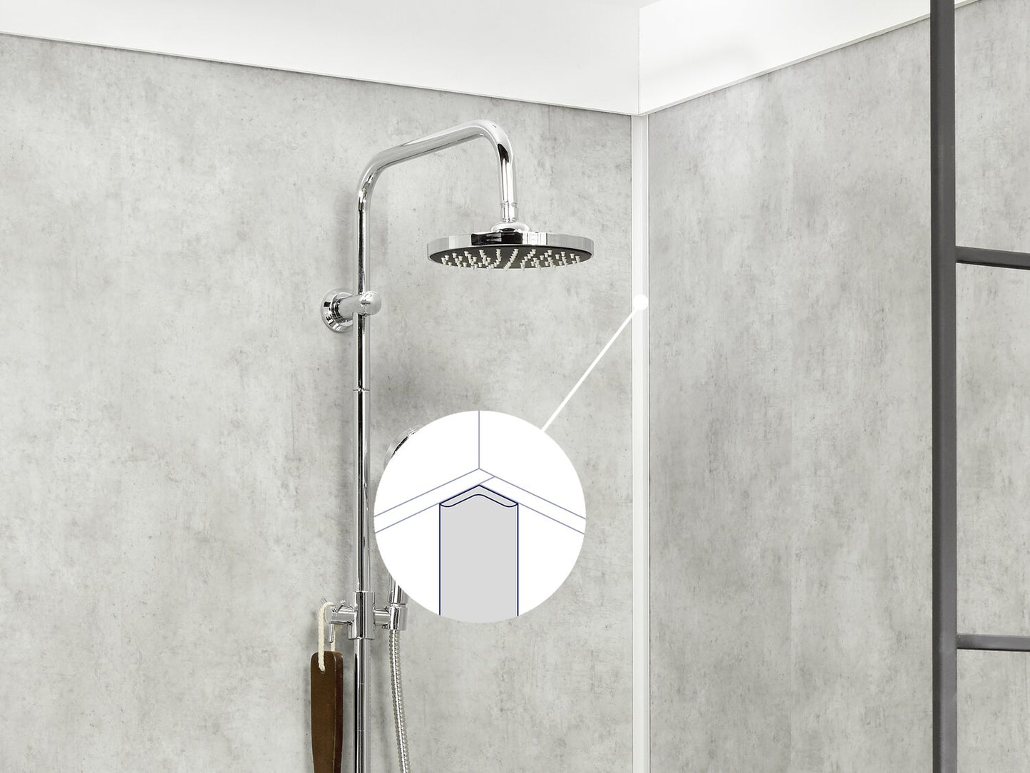 Interne hoek profiel, uitgevoerd in aluminium (2,6 meter)